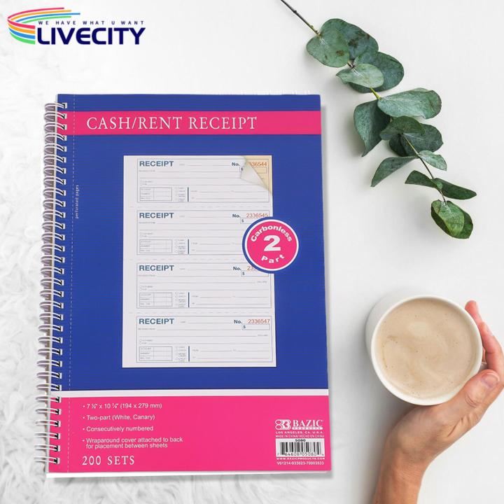 Business Receipt Book 200 Sets 2-part Carbonless Receipt Book Spiral Bound Money Rent Receipts Clear Print Smooth Writing Consecutively Numbered Ideal for Southeast Asian Buyers Spiral Receipt Book