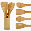 5 x Piece Bamboo Wooden Kitchen Cooking Utensils Set Tools Spatula Spoon.