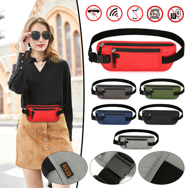 -Blocking Money Belt Comfortable Zippered Lightweight Travel Waist Bag Adjustable Fanny Pack for Travel Safety Outdoor