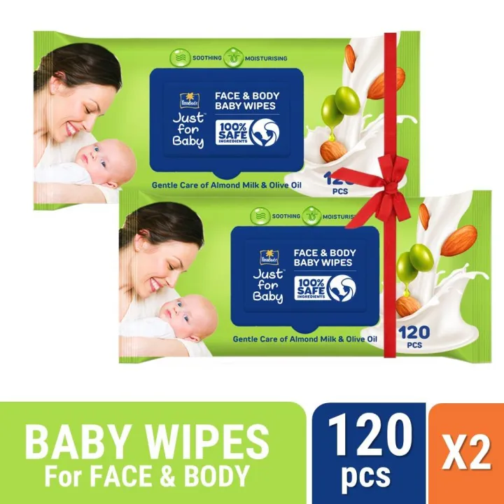 Parachute%20Just%20For%20Baby%20-%20Baby%20Face%20&%20Body%20Wipes%20120pcs%20Pack%20of%202%20-%20Image%202