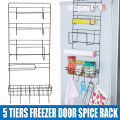 Normal 5 Tiers Wall Mount Kitchen Organizers Freezer Door Spice Rack Cabinet Organizer Storage.