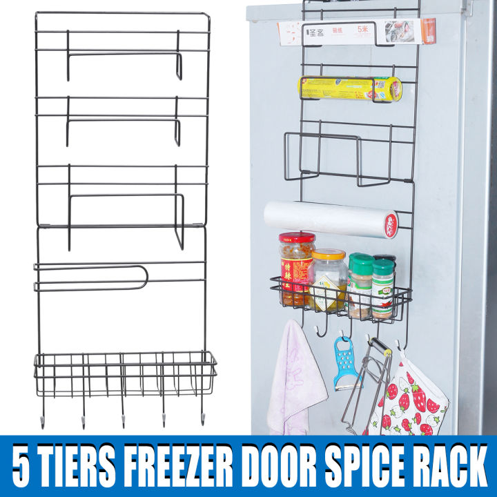 Normal 5 Tiers Wall Mount Kitchen Organizers Freezer Door Spice Rack Cabinet Organizer Storage