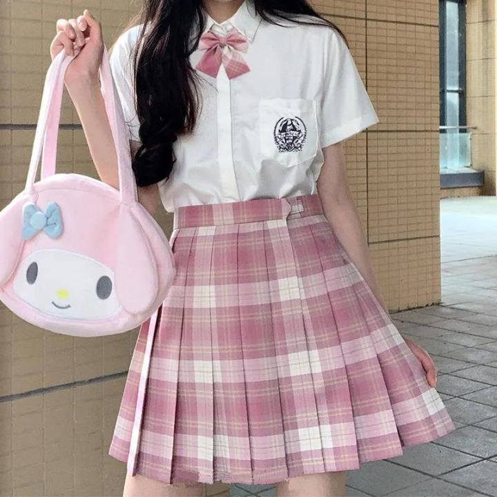 Summer%20Women's%20Mini%20Skirt%20Harajuku%20Korean%20Fashion%20Sweet%20Cute%20Jk%20Kawaii%20Skirt%20Girl%20High%20Waist%20Plaid%20Pink%20Pleated%20Skirt%20-%20Image%206