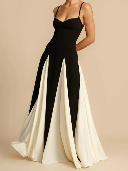 Fashion%20Contrasting%20Color%20Spaghetti%20Strap%20Dress%20For%20Women%20Elegant%20Gauze%20Backless%20A-line%20Long%20Dresses%20New%20Lady%20Party%20Evening%20Gown%20-%20Image%204