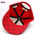 Red Embroidery logo Cotton Curved Visor Cap. 
