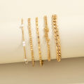 Alien 5Pcs Trendy Chain Bracelet Set For Women Angel Letter Gold Silver Color Link Chain Bangle Female Fashion Jewelry Gift.