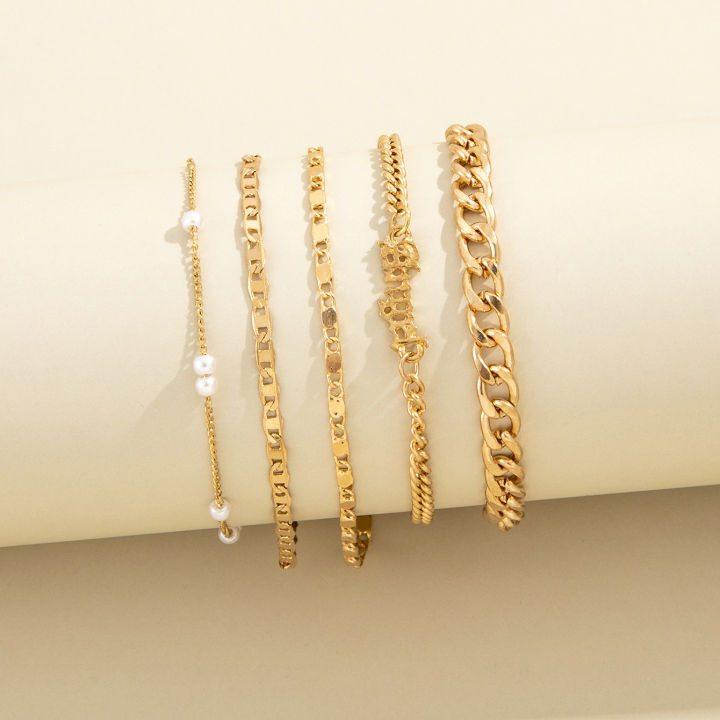 Alien%205Pcs%20Trendy%20Chain%20Bracelet%20Set%20For%20Women%20Angel%20Letter%20Gold%20Silver%20Color%20Link%20Chain%20Bangle%20Female%20Fashion%20Jewelry%20Gift%20-%20Image%205