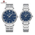 NAVIFORCE 8039 Quartz Watches for Couples Stainless Steel Strap Casual And Business Fashion Wristwatch Water Resistance Clock for Men and Women - Silver & Blue. 