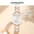 MATEYOYO Ladies Fashion Watch Retro Quartz Watch 30M Waterproof Watch Ceramics Thin Strap Watch Luxury Design Watch Wristwatch with Calender Ladies Clock Square Dial.