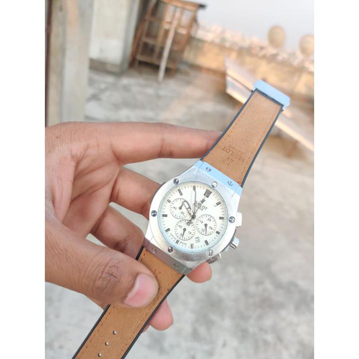 Hublo.chronograph Belt watch For man Luxury Fashionable chronograph Belt Movement Premium Stainless Steel Water-Resistant Wrist Watch For Men