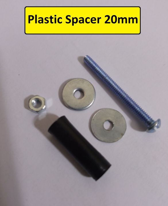 4Pcs-20mm%20Plastic%20Spacer%2020mm%20Round%20Metric%20Insulation%20Spacer%20Standoff%20Non-Threaded%20ABS%20Plastic%20Spacer%20With%20Metal%20Screw%20Nut%20&%20Washer%20Electronics%20Circuitry%20&%20Parts%20-%20Image%202