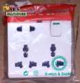 8 Pin Multi Gang Socket Double 3 Pin- 1Piece 2 Pin  Multi Function Universal Wall Socket. 
