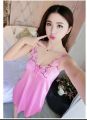 Women Night Dress Gift Your Wife Honeymoon 2 Pcs Short-Sleeved Sexy Lace Strap Night Skirt Silk Silk Home Service Suit Pajama. 
