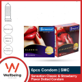 SMC Sensation Strawberry Flavor & Classic Dotted Condom | Combo of 2 Pack 3x2=6pcs. 