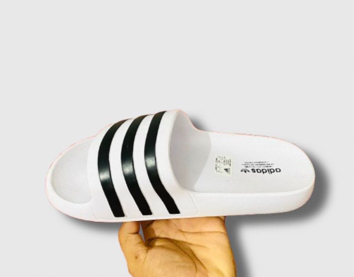 white Adiidus DURAMO SLIDES- Made in Vietnam slides for man