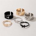 Sdeer Alloy Heart Moon Dolphin Butterfly Bow Open Rings Set for Girls.