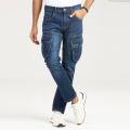 Masculine Denim Premium Cargo pant - Dark Blue. 