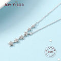 Silver color necklace ladies elegant chain necklace fashion stars tassel sterling silver jewelry round r necklace.