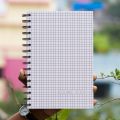 Designer Series White Grid Print Spiral Grid Graph Notebook. 