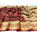 Saree Semi Katan Saree Without Blouse Pice For Women'S - Sari.