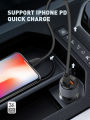 LDNIO 36W Fast Car Charger, Type-C & USB-A Charging Port, USB Car Charger with USB-A to Type-C Cable.