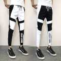 Black Cotton Trendy Super Skinny Rib Trendy Joggers Trouser for Men. 