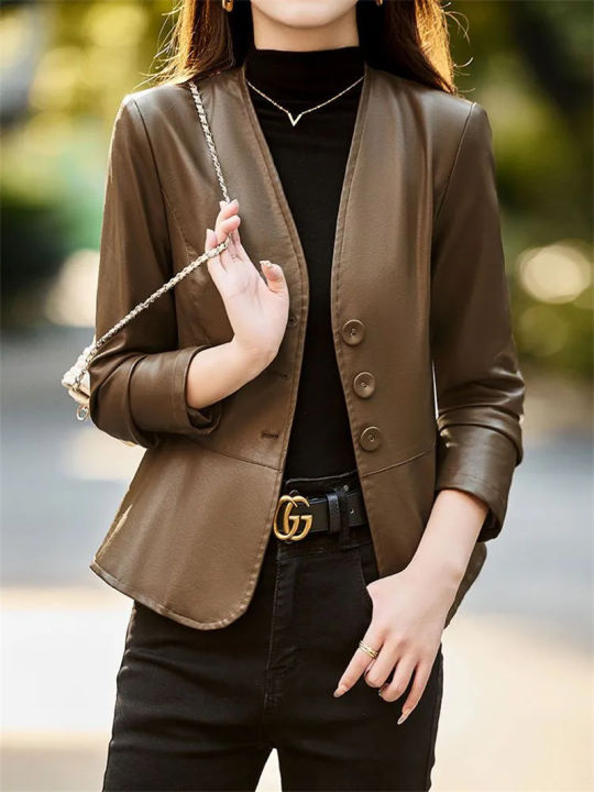 Women%20Leather%20Jacket%202024%20New%20Spring%20Autumn%20Small%20Stature%20High-end%20Design%20Waist%20Closing%20Temperament%20Short%20V-neck%20Leather%20Jacket%20-%20Image%205