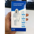 PIR Motion Sensor LED Night Light Bulb Socket, E27 Universal Screw, Adjustable Infrared Lamp Holder for Bathroom, Garage, 360° Detection. 