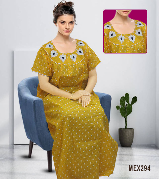 Pure%20cotton%20fabric%20ball%20print%20century%20applique%20maxi%20for%20women%20-%20Image%202
