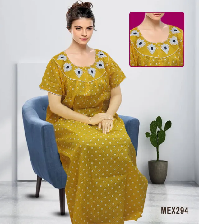 Pure%20cotton%20fabric%20ball%20print%20century%20applique%20maxi%20for%20women%20-%20Image%202