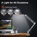 LED Desk Lamp Swing Arm Desk Light with Clamp 3 Lighting 10 Brightness Table Lamp Eye-Caring Reading Desk Lamps for Home Office.
