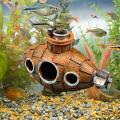 Retro Old Submarines Wreck Ornament Fish Shrimp Shelter Cave Hideout Artificial Resin Ornament for Aquarium Fish Tank Decoration. 