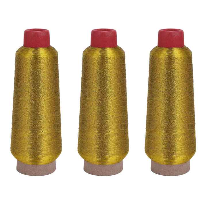 3X Computer - Embroidery Threads 3000M Sewing Thread Line Textile Metallic Yarn Woven Embroidery Line Golden