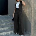 Women Suit Women Vest Elegant Lady Baggy Pants Set with Sleeveless Vest Women's High Waist Wide Leg Pants in for Fashionable. 