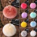 Trinket Fluffy Artificial Rabbit Fur Ball Key Chain 8cm Pompons Keychain 21 Color Women Car Bag Key Ring Hang Jewelry. 