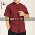 Men Shirt Mandarin Collar Oversize Short Sleeve Summer Plus Size 6XL 7XL 8XL 10XL Chinese Style Formal Black White Casual Retro.