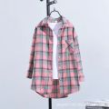 Plaid Shirt Women's Loose Long Sleeve New Versatile Casual Student Spring and Autumn Large Size Korean Style Shirt Coat Top Fashion.