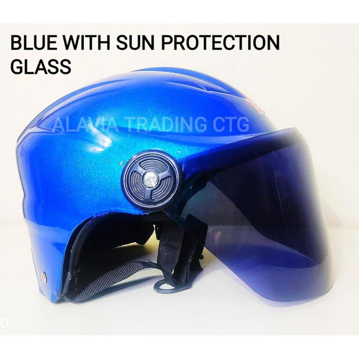 HALF FACE BIKE HELMET FOR MEN WOMEN WITH SUN PROTECTION GLASS
