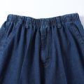 Men Solid Color Elastic Waistband Drawstring Straight Denim Pants Long Trousers. 