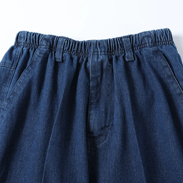 Men%20Solid%20Color%20Elastic%20Waistband%20Drawstring%20Straight%20Denim%20Pants%20Long%20Trousers%20-%20Image%207