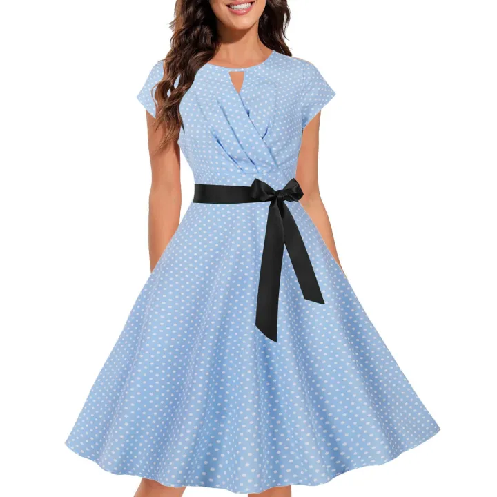Polka%20Dot%20Print%20Summer%20Dress%20Vintage%20Women%201950s%2060s%20Swing%20Rockabilly%20Dress%20Robe%20Elegant%20Casual%20Office%20Lady%20Party%20Evening%20Dress%20-%20Image%205