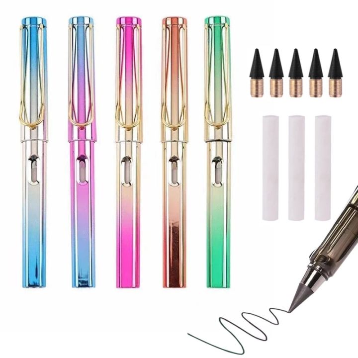 9Pcs New Technology Unlimited Writing Colorful Eternal Pencil No Ink Pen Magic Pencil Painting Supplies Novelty Gift Stationery