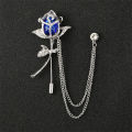 Metal Rhinestone Rose Flower Brooch Lapel Pin For Men & Women.