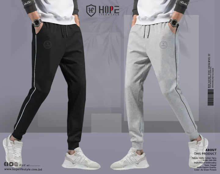 Hope Lifestyle Premium Joggers 2pcs Combo- Black & Gray