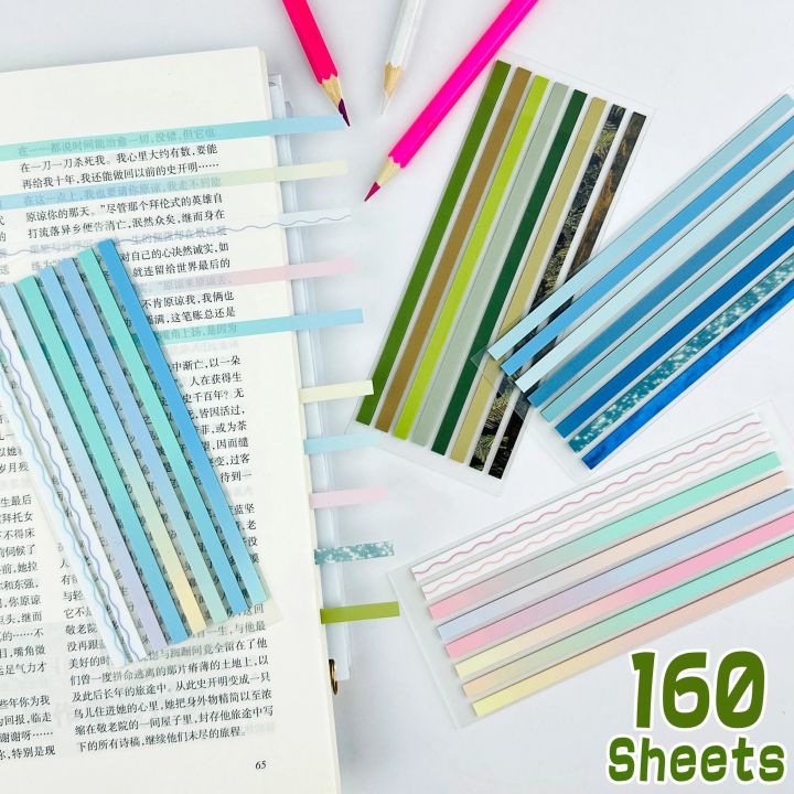 160 Sheets Memo Pad Transparent Posted It Notebook Cute Index Stickers Notes Books Bookmarks Kawaii Aesthetic Stationery Supplie