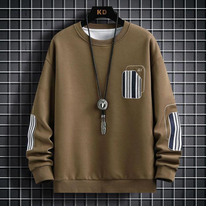 round Neck Sweater for Men Spring and Autumn2023New Men's Long SleeveTT-shirt Loose Trendy Young and Middle-Aged Men's Clothing Bottoming Shirt