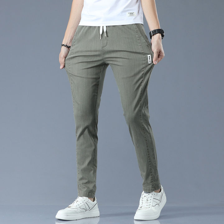 One%20Piece%20Dropshipping%20Summer%20New%20Men's%20Casual%20Pants%20Korean%20Slim-Fit%20Imitation%20Denim%20Straight%20Men's%20Casual%20Elastic%20Waist%20Pants%20-%20Image%202