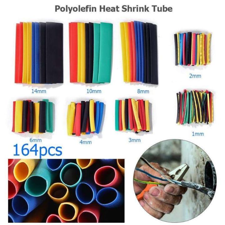 Assorted Flame Retardant Polyolefin Heat Shrink Tube Insulated Shrinkable Wrap Wire Cable Sleeve Tubing Cover Set Kit