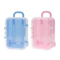 【In-demand】 2 Pcs Mini Roller Travel Suitcase Candy Box Personality Wedding Candy Box Luggage Trolley Case Candy Small Storage Box, Blue & Pink. 