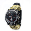 OIMG Mens Survival Watch Outdoor Tactical Watch With Paracord Compass Thermometer Fire Starter Whistle Scraper. 
